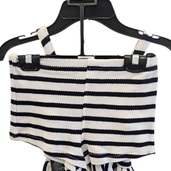 Vince Camuto Blue White Striped Knit 2pc Short Set Little Girls NEW - Picture 2 of 5